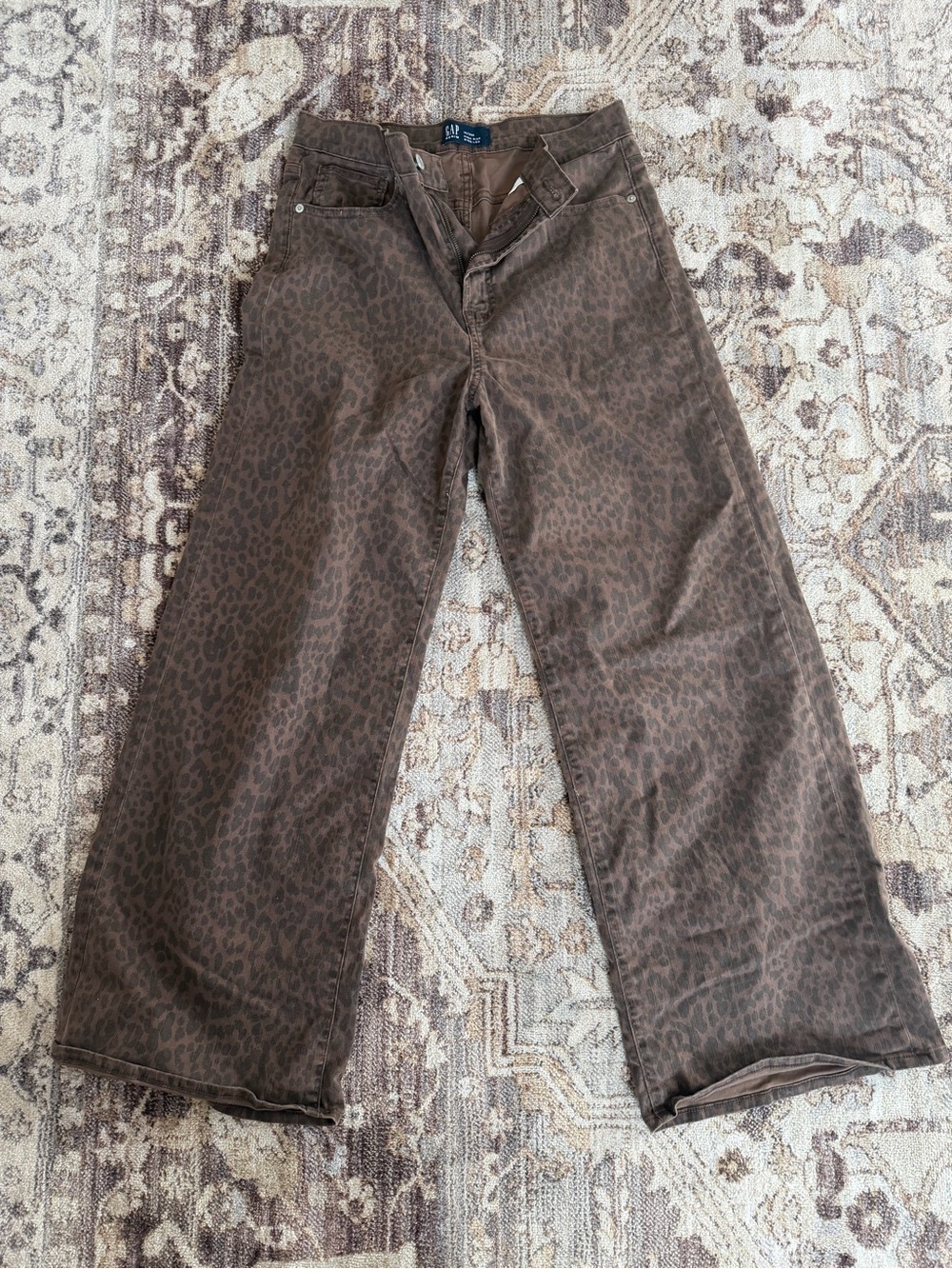 Women’s Wide-Leg Brown Leopard Print Pants